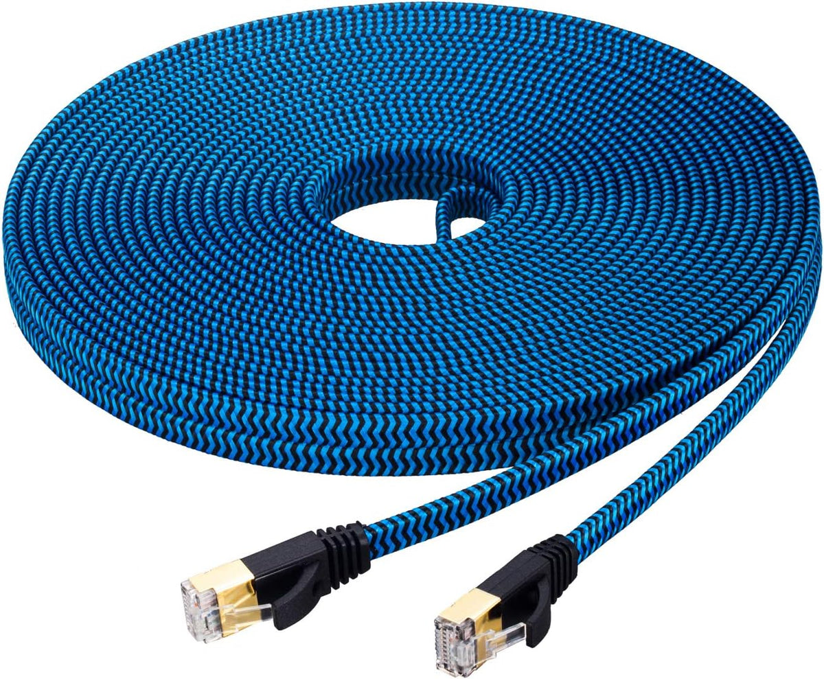 Cat 7 100 ft Nylon Braided Flat Ethernet Cable Z464