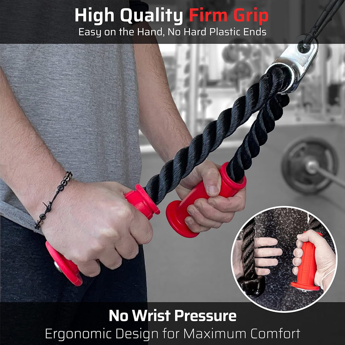 Tricep Rope Pull Down Cable Attachment with Snap Hook Y44163