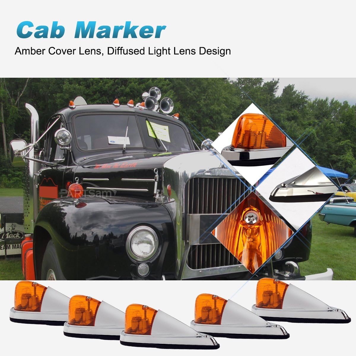 Amber Cab Marker Roof Running Lights Kit Teardrop J354189