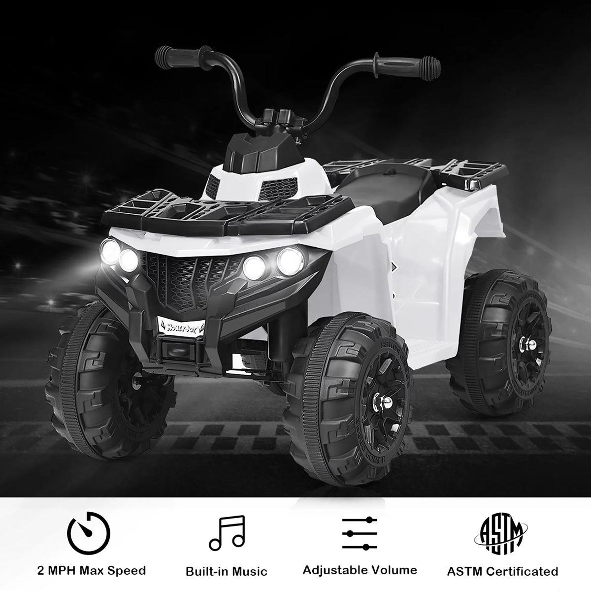 Kids Ride On ATV Quad 4 Wheeler Electric Toy Car 6V White V74229