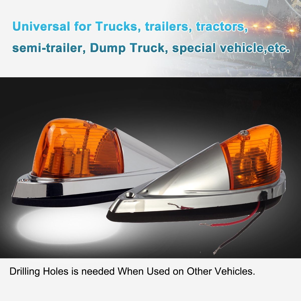 Amber Cab Marker Roof Running Lights Kit Teardrop J354189