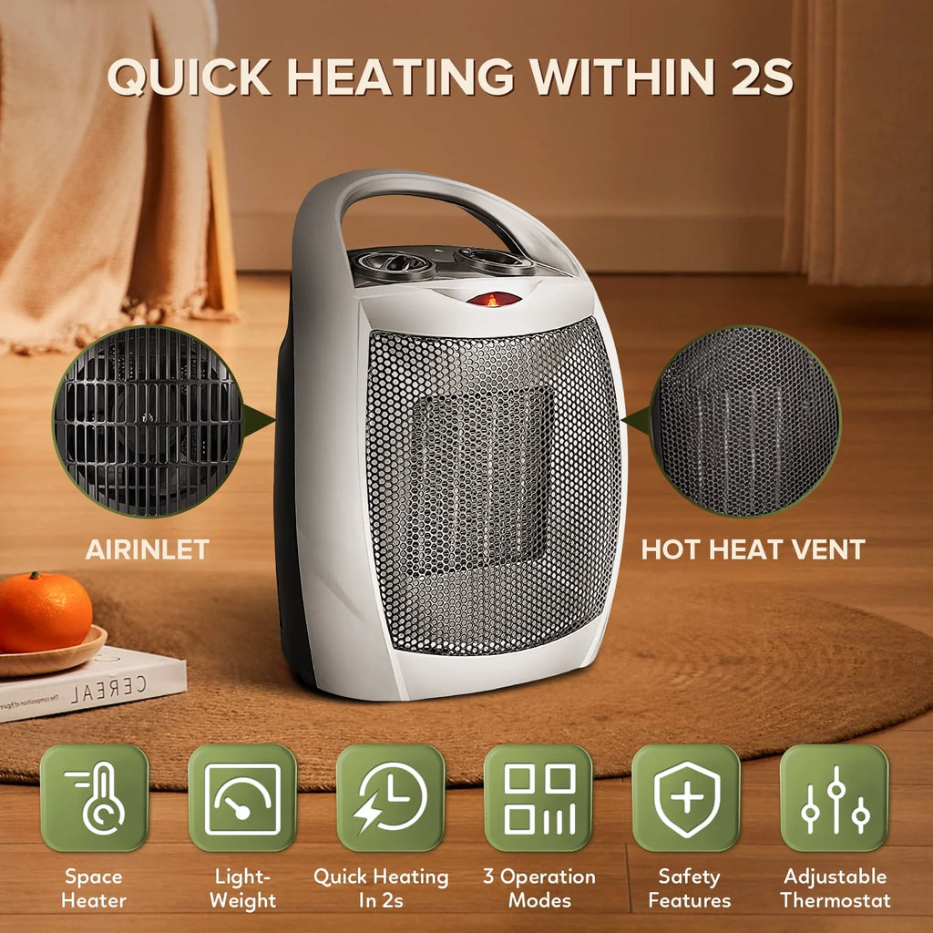 950W/1500W Ceramic Portable Space Heater with Thermostat Z566614