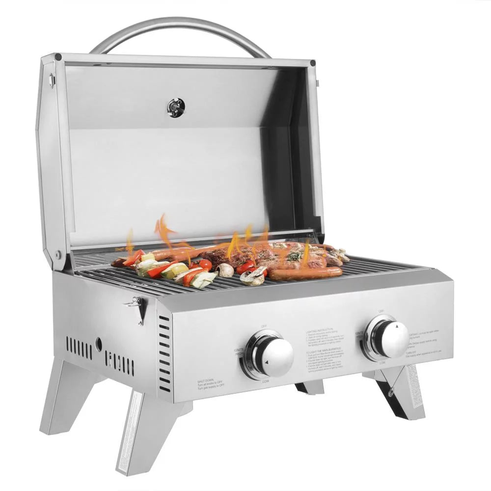 Portable 2 Burner Stainless Steel Propane Grill R7150