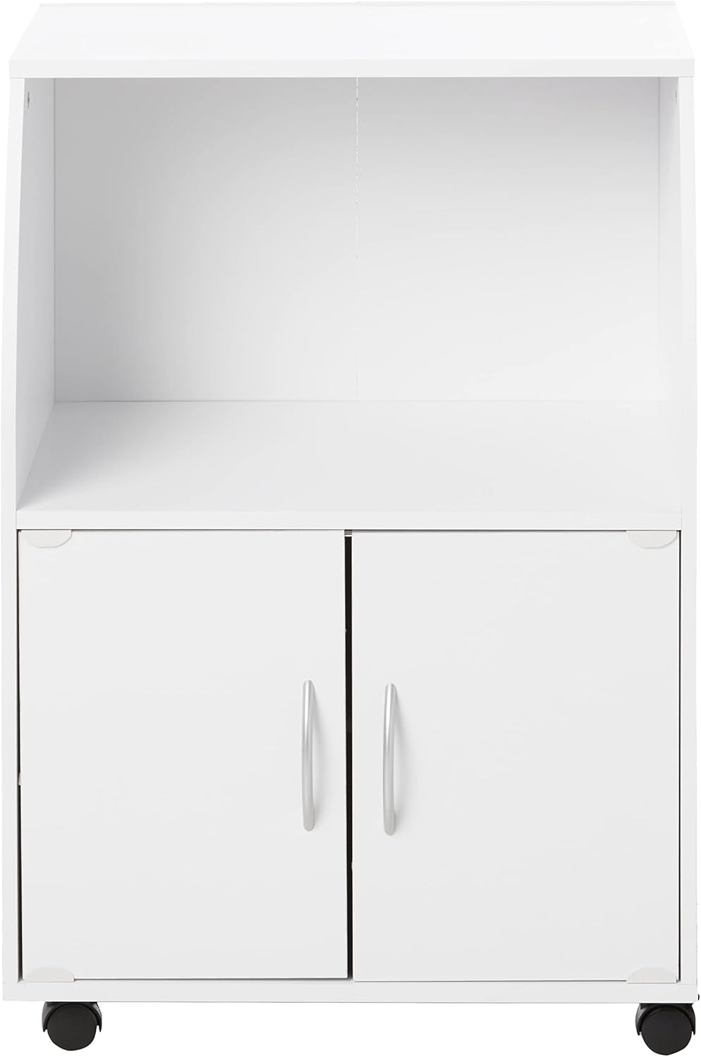 White Microwave Cart with Two Doors and Shelf V2225