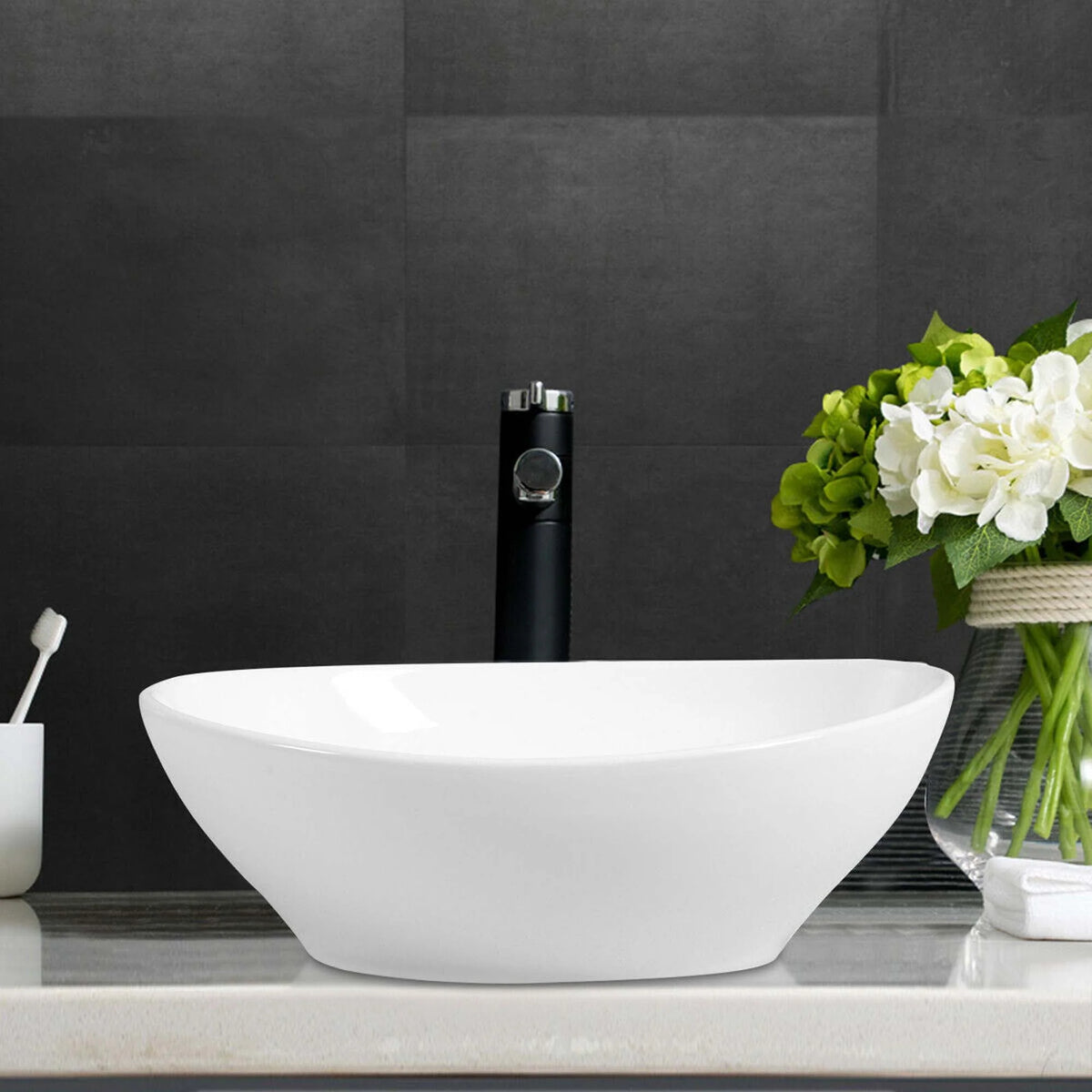 Oval Ceramic Vessel Sink with Pop Up Drain G819028