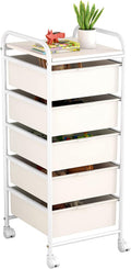 White 5 Drawer Rolling Storage Cart N913750