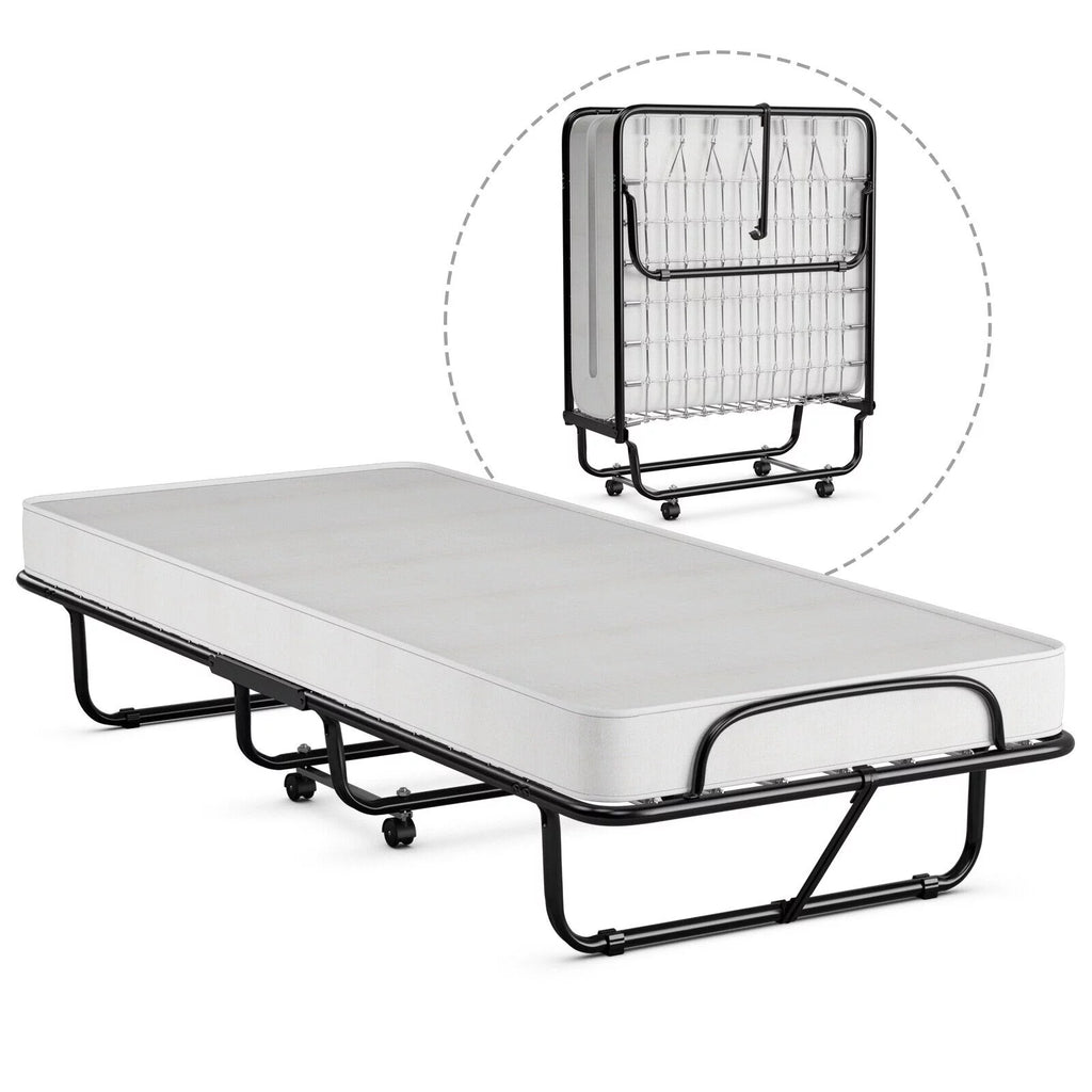Folding Metal Bed with Memory Foam Mattress H366