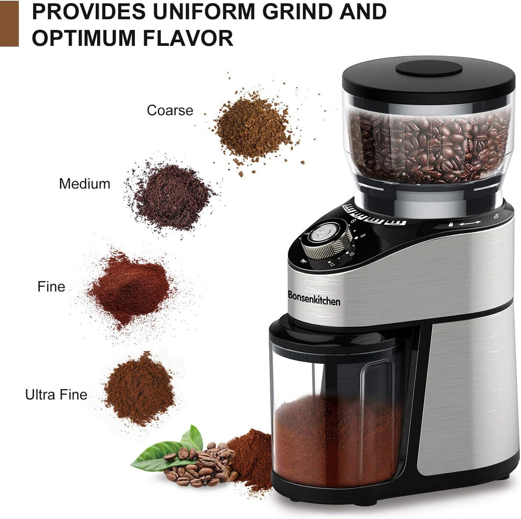 Adjustable Electric Conical Burr Coffee Grinder with 12 Grind Settings O819