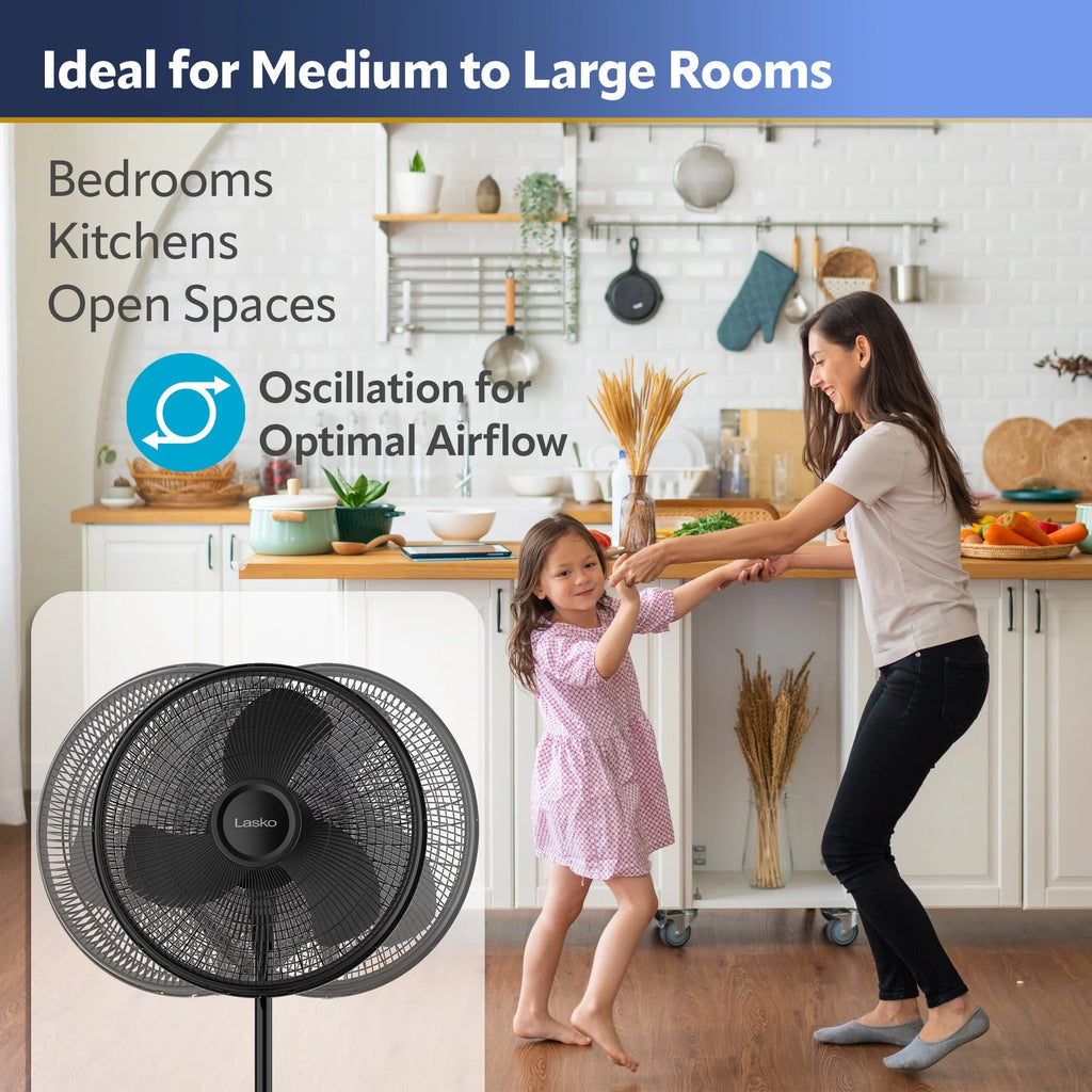 16 Oscillating Adjustable Pedestal Fan with 3-Speeds, Black R573759
