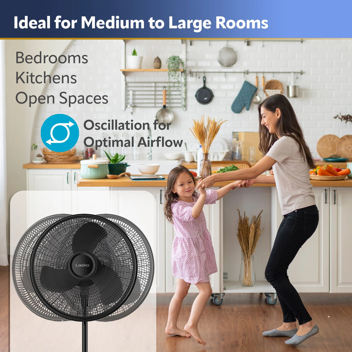 16 Oscillating Adjustable Pedestal Fan with 3-Speeds, Black R573759