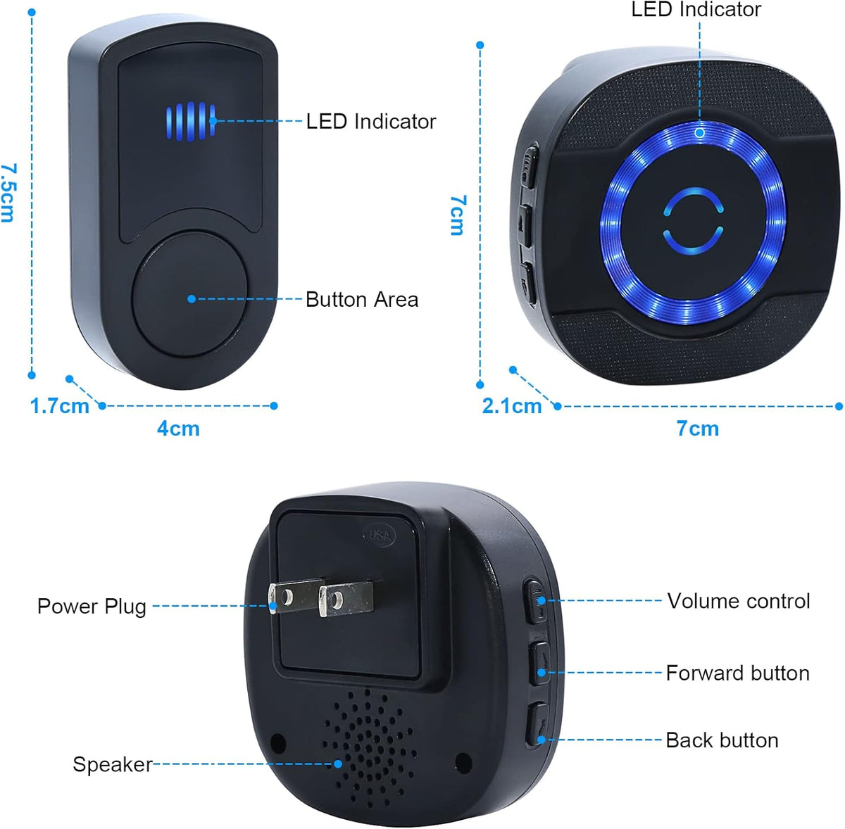 Wireless Caregiver Pager with 3 Plug in Receiver 3 Transmitter M510630