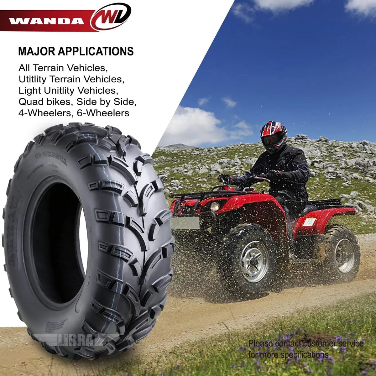 25x8-12 Front & 25x10-12 Rear 6PR Set 4 ATV/UTV Tires N816