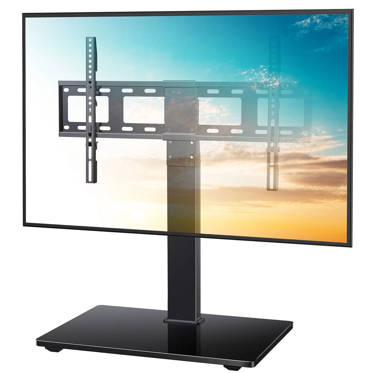 Swivel TV Stand for 37-70 Inch Flat Screen TVs with Tempered Glass Base F2019
