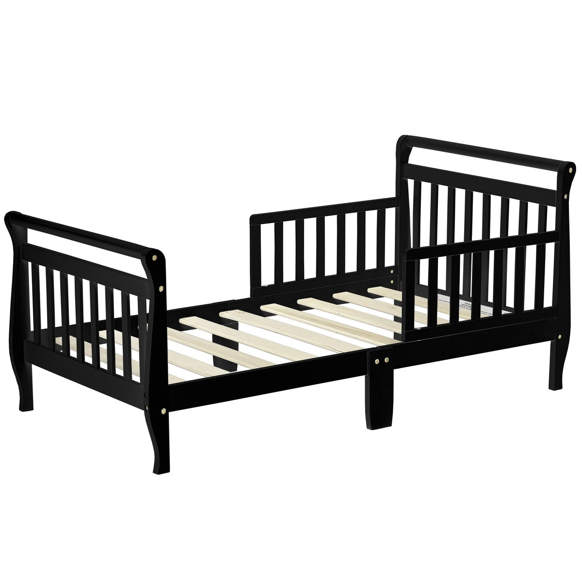 Black Toddler Sleigh Bed with Safety Rails I58845