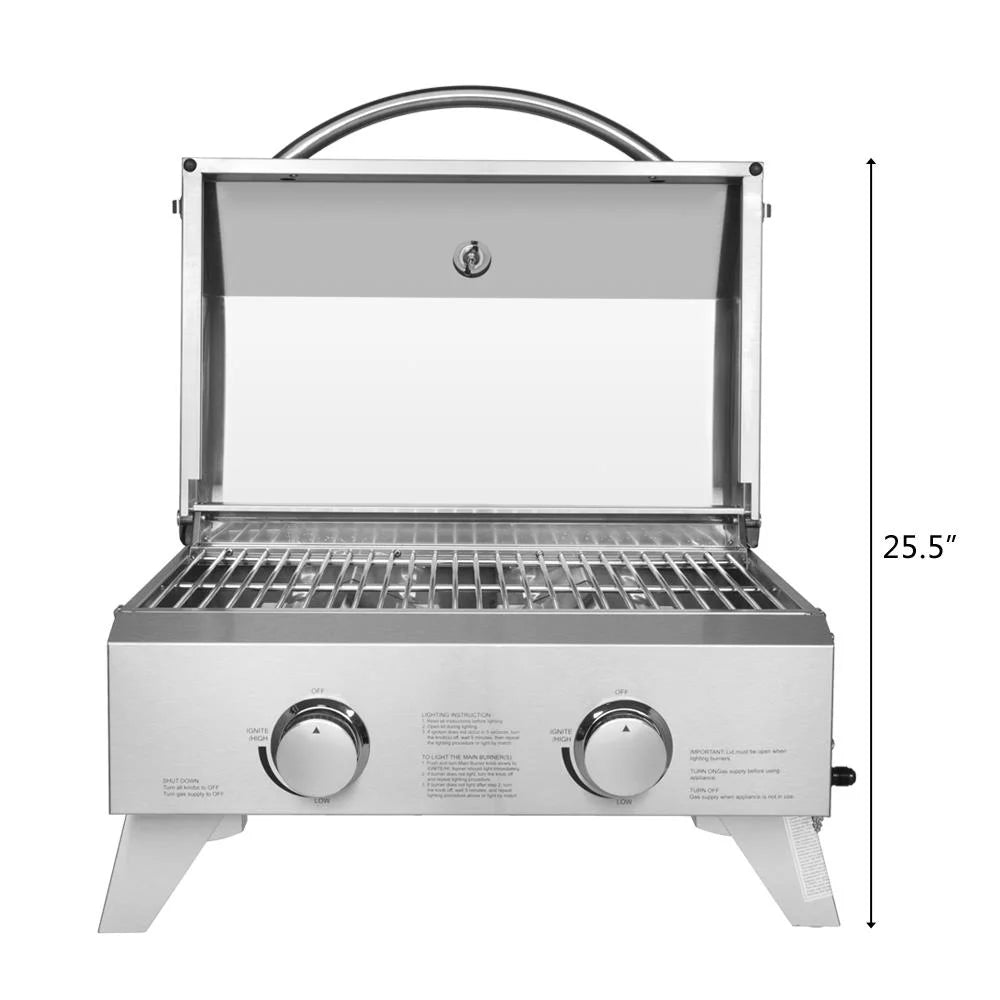 Portable 2 Burner Stainless Steel Propane Grill R7150