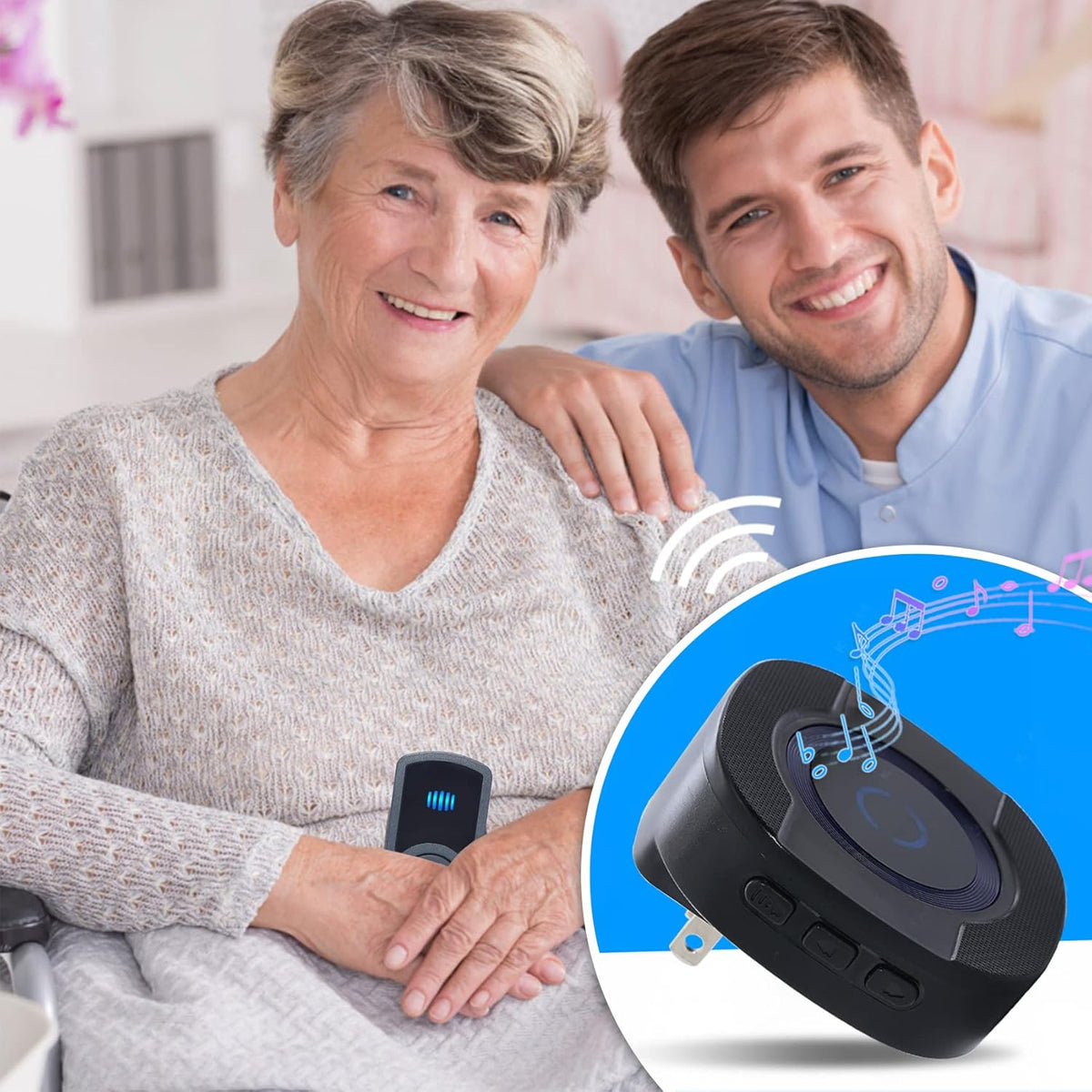 Wireless Caregiver Pager with 3 Plug in Receiver 3 Transmitter M510630