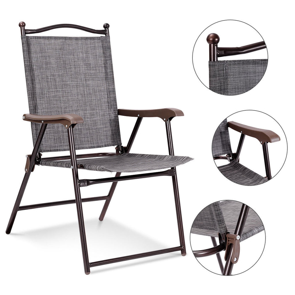 Set of 2 Black Folding Sling Back Chairs V508975