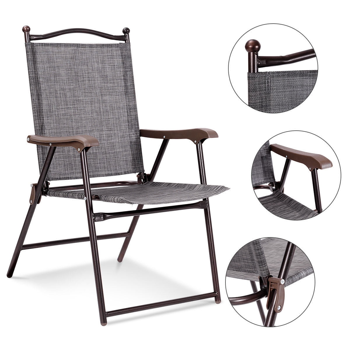 Set of 2 Black Folding Sling Back Chairs V508975