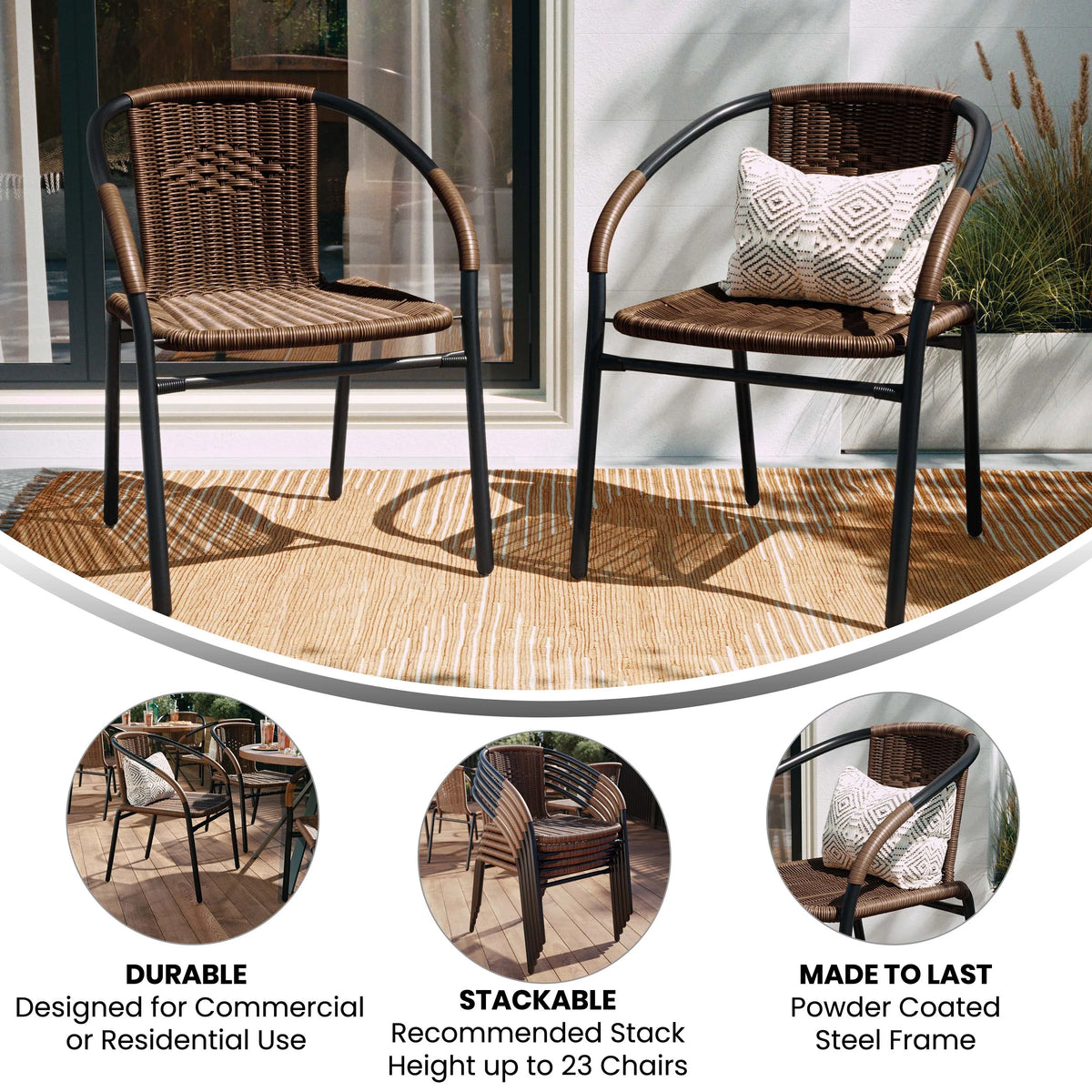 Medium Brown Rattan Stack Chair W713382