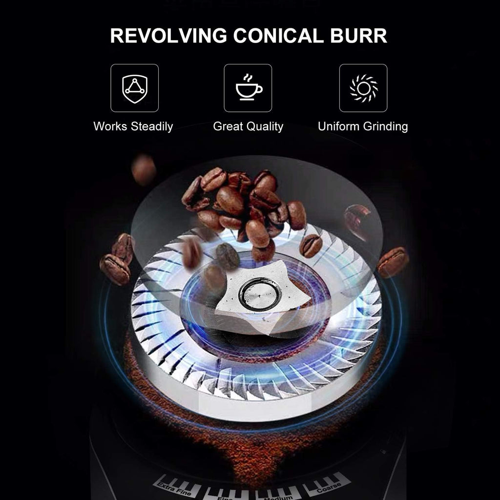 Adjustable Electric Conical Burr Coffee Grinder with 12 Grind Settings O819