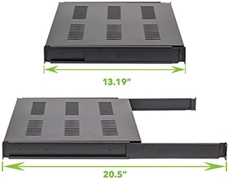 1U 19-Inch Sliding Network Cabinet Shelf Black E554