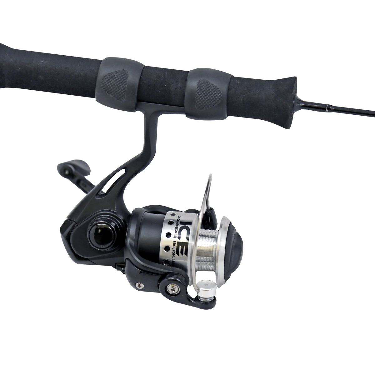 Ice Spinning Reel and Ice Fishing Rod Combo, Solid Carbon Rod, Graphite Reel with Aluminum Spool N1327