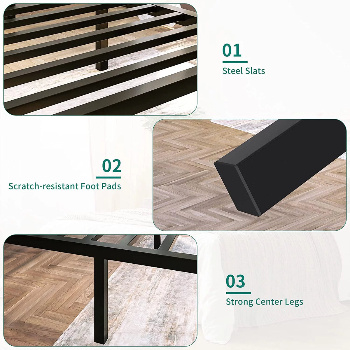 Twin Size Metal Bed Frame with Headboard X4373