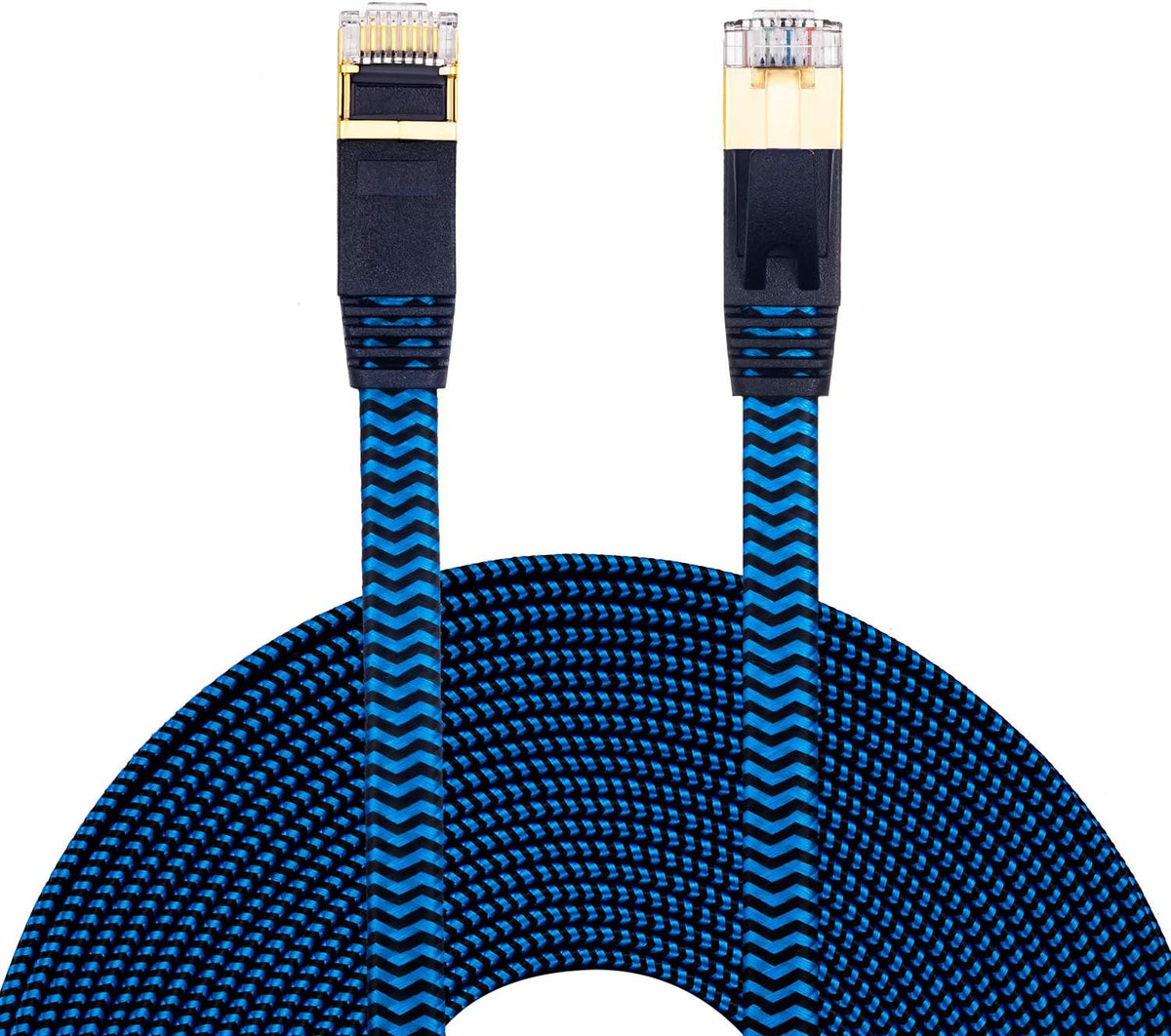 Cat 7 100 ft Nylon Braided Flat Ethernet Cable Z464