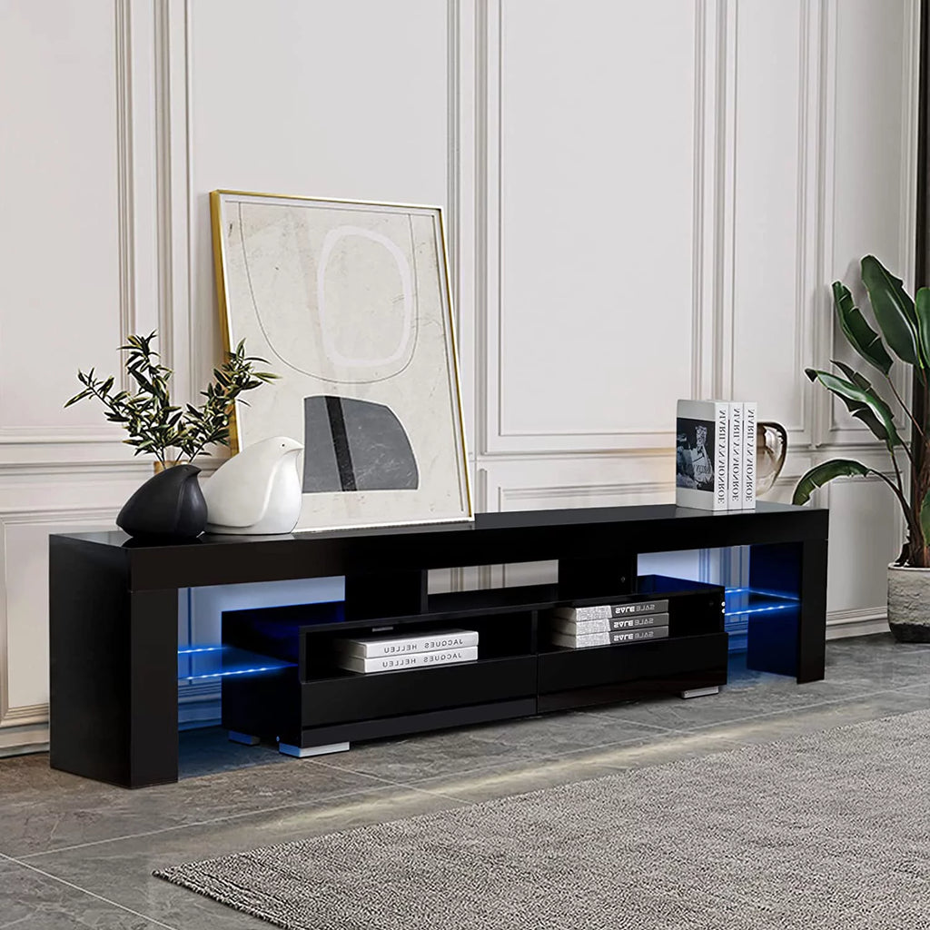 Black High Glossy TV Stand with LED Light A4136
