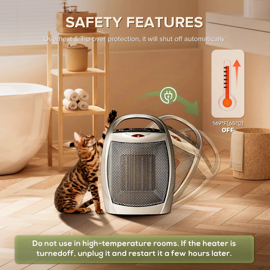 950W/1500W Ceramic Portable Space Heater with Thermostat Z566614