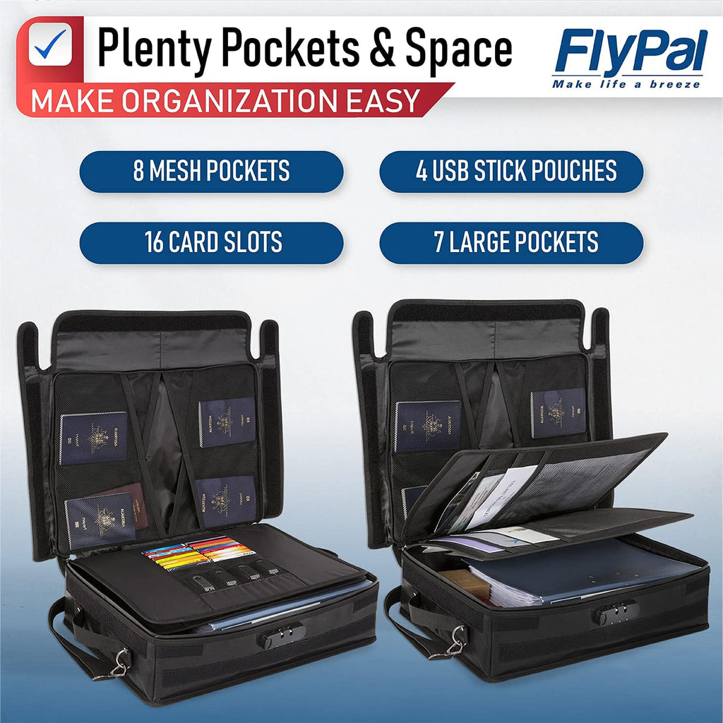 Fireproof Document Organizer Bag with Lock, 3-Layer File Storage Box with Dividers, Waterproof Collapsible File Holder T216