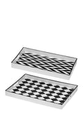 Black and White Rectangular Tray Set of 2 H138
