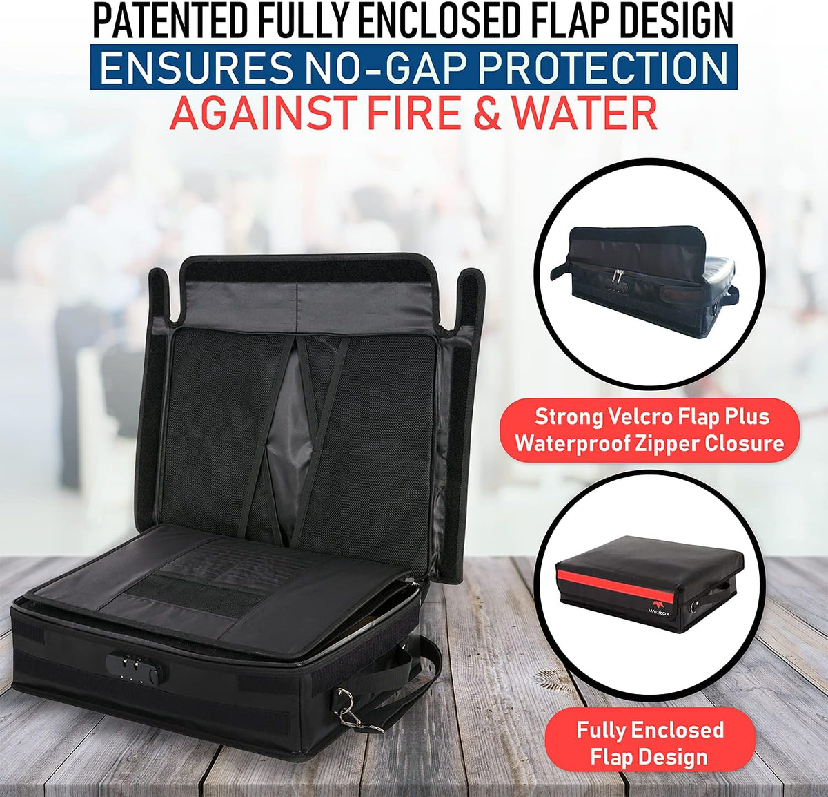 Fireproof Document Organizer Bag with Lock, 3-Layer File Storage Box with Dividers, Waterproof Collapsible File Holder T216