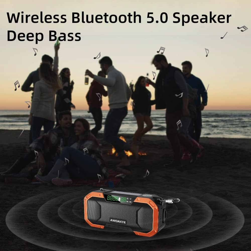 5000mAh Waterproof Solar Hand Crank AM/FM NOAA Weather Radio E199382