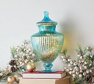 Icy Blue Illuminated Mercury Glass Apothecary Jar T5988