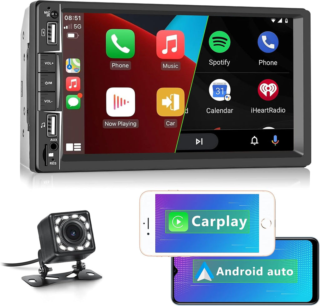 7 Inch Double Din Touch Screen Car Stereo with Backup Camera F677894