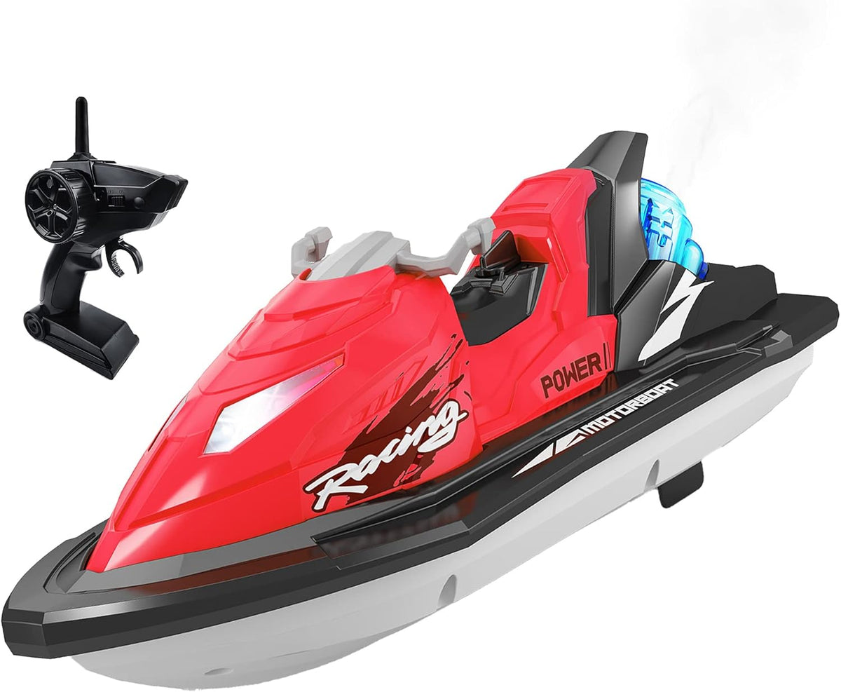 RC Boat with Rechargeable Battery and Dual Motors Red D7449