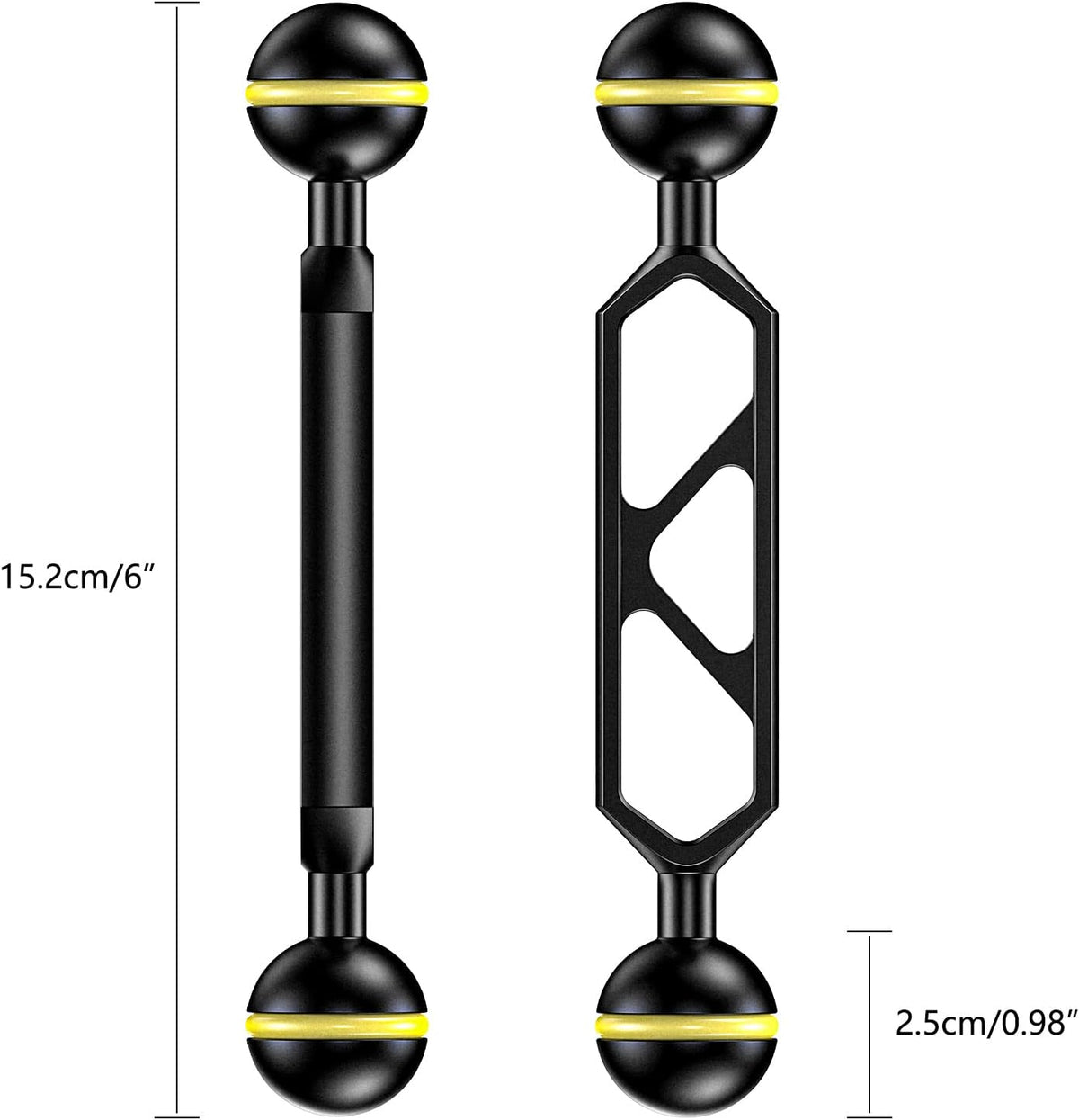 Aluminum Alloy Underwater System Connector Ball Head Dual Balls Arm B25732