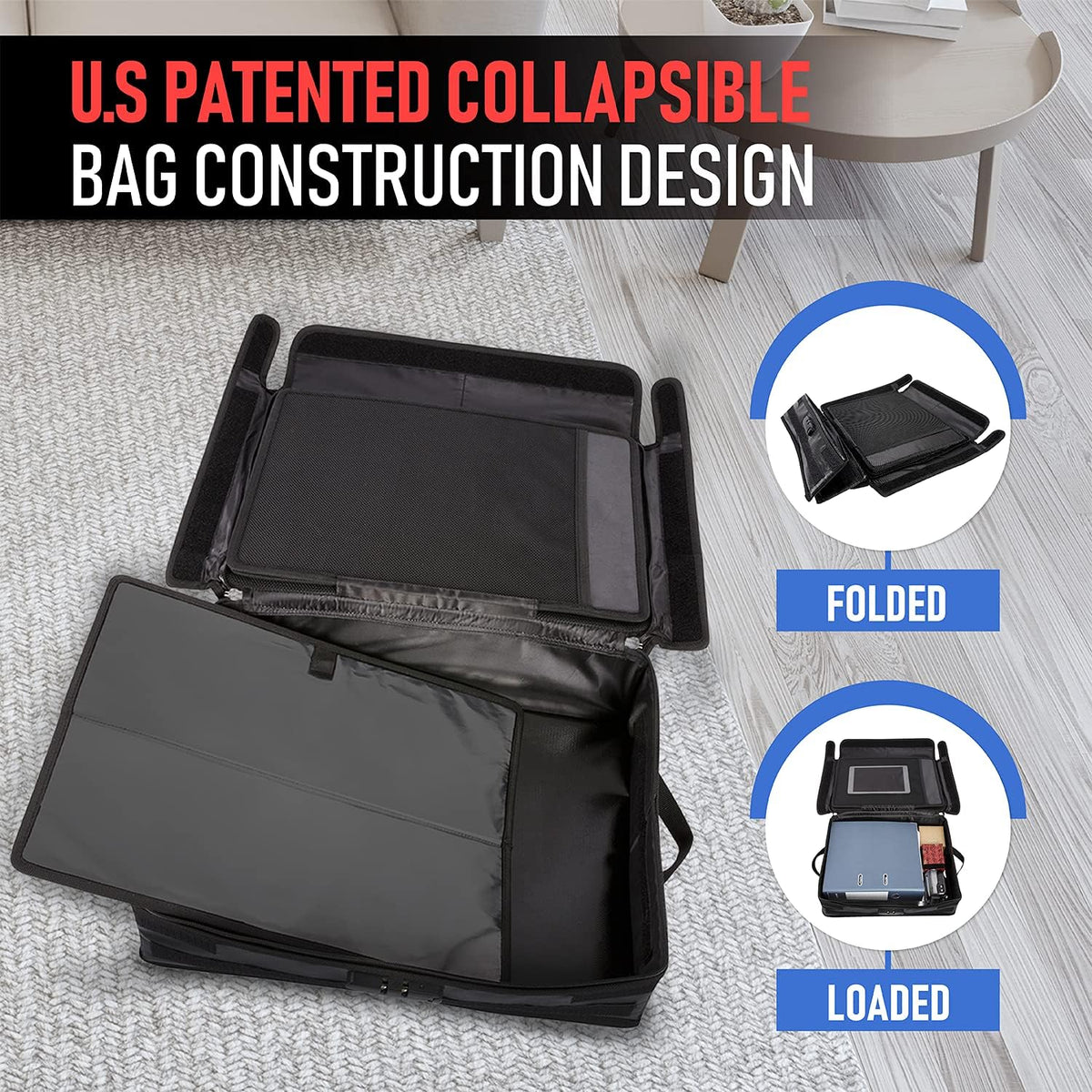 Fireproof Document Organizer Bag with Lock, 3-Layer File Storage Box with Dividers, Waterproof Collapsible File Holder T216