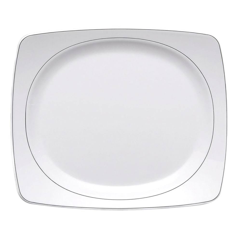 White Rectangular Plate with Black Trim G693394
