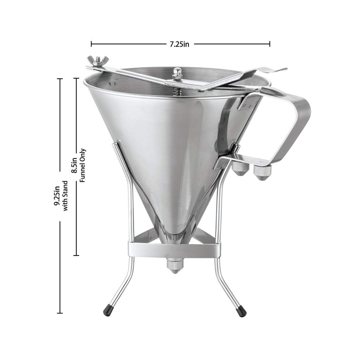 Stainless Steel Confectionery Funnel with Stand and 3 Nozzles Pack of 2 Y34174