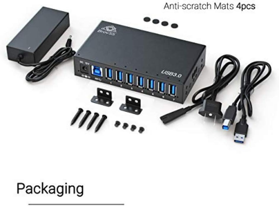 7 Port USB 3.0 Powered Hub with 12V 3A Power Adapter (Black) S31444