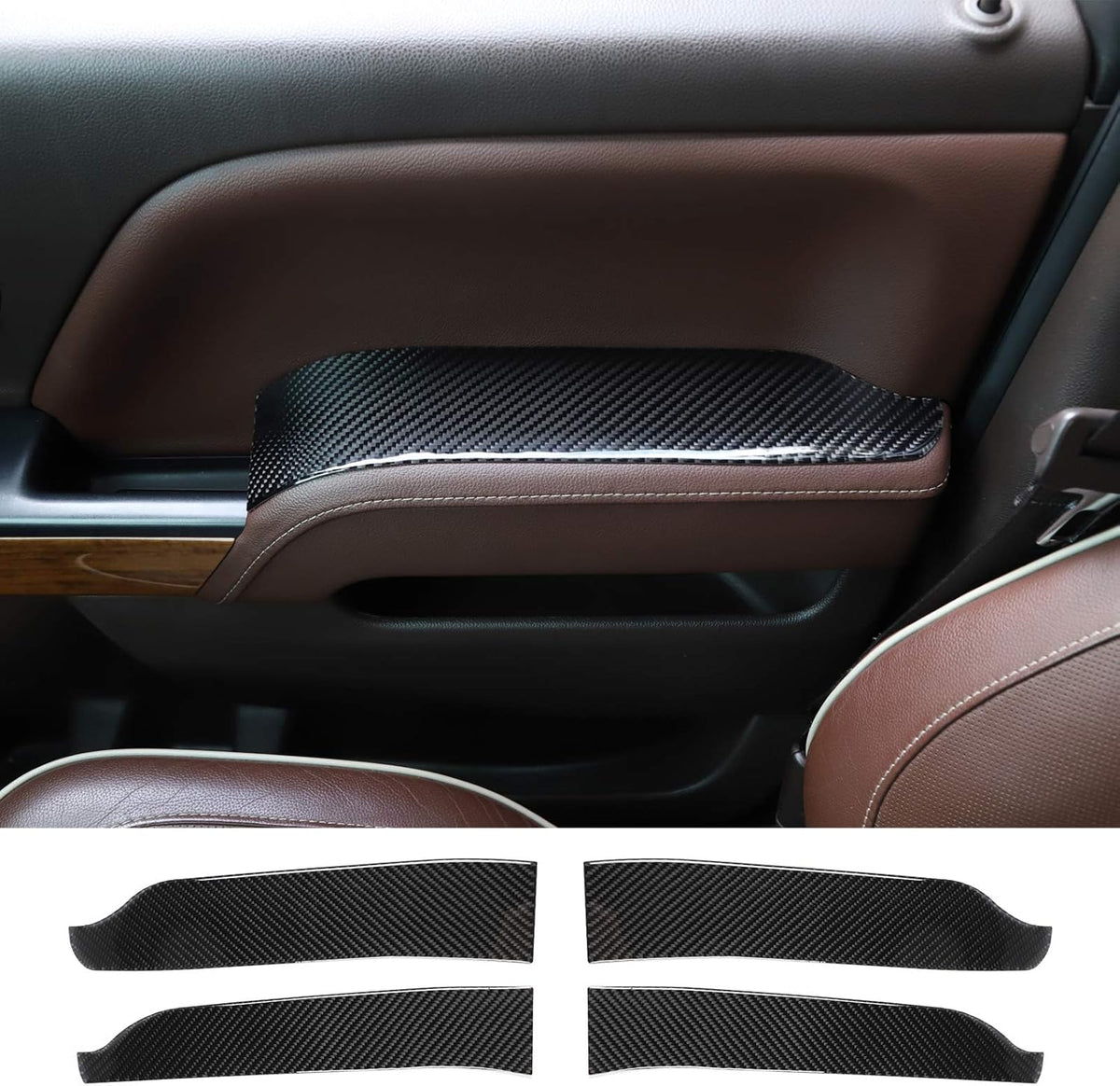 ABS Carbon Fiber Interior Door Handle Trim Cover 4 pcs R874773