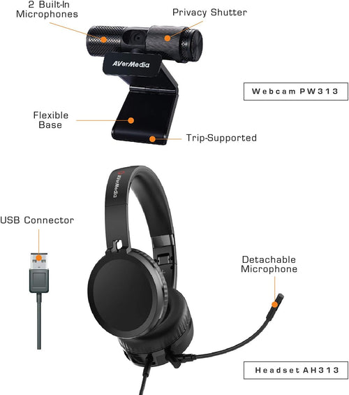 1080p Webcam USB 2.0 Headset with Microphone R22519