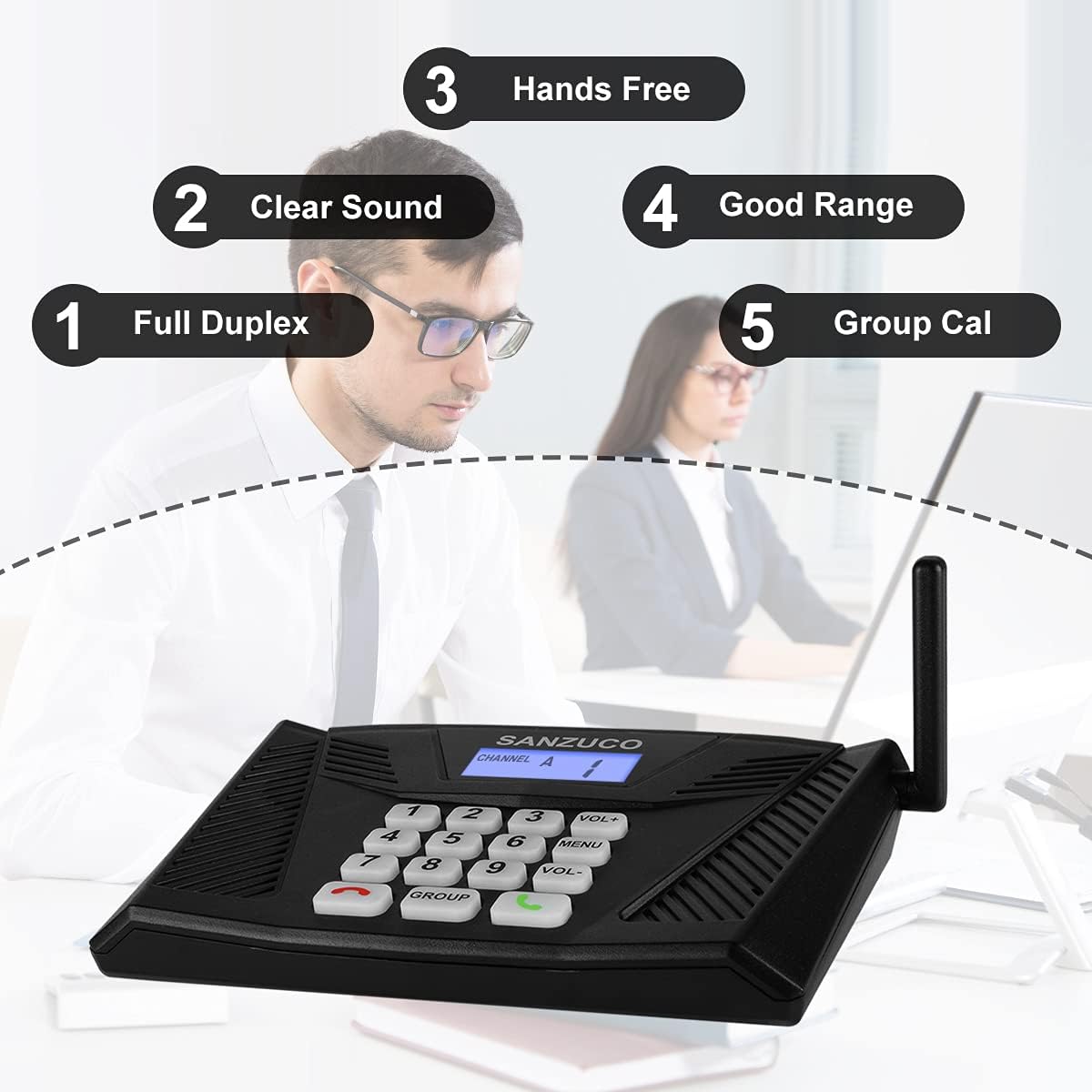 Wireless Hand Free Two Way Intercom System 18 Channels Pack 2 T600