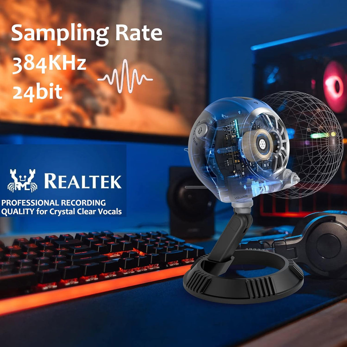 RGB Gaming Microphone with Quick Mute and Gain Control Q750