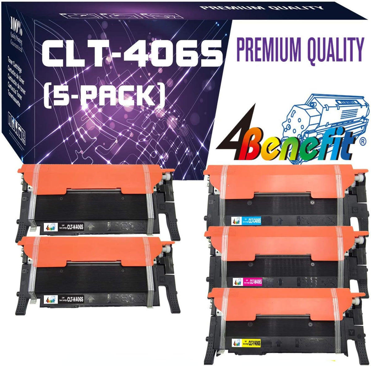 5 Pack Compatible Toner Cartridges 2xBK+CYM P191523