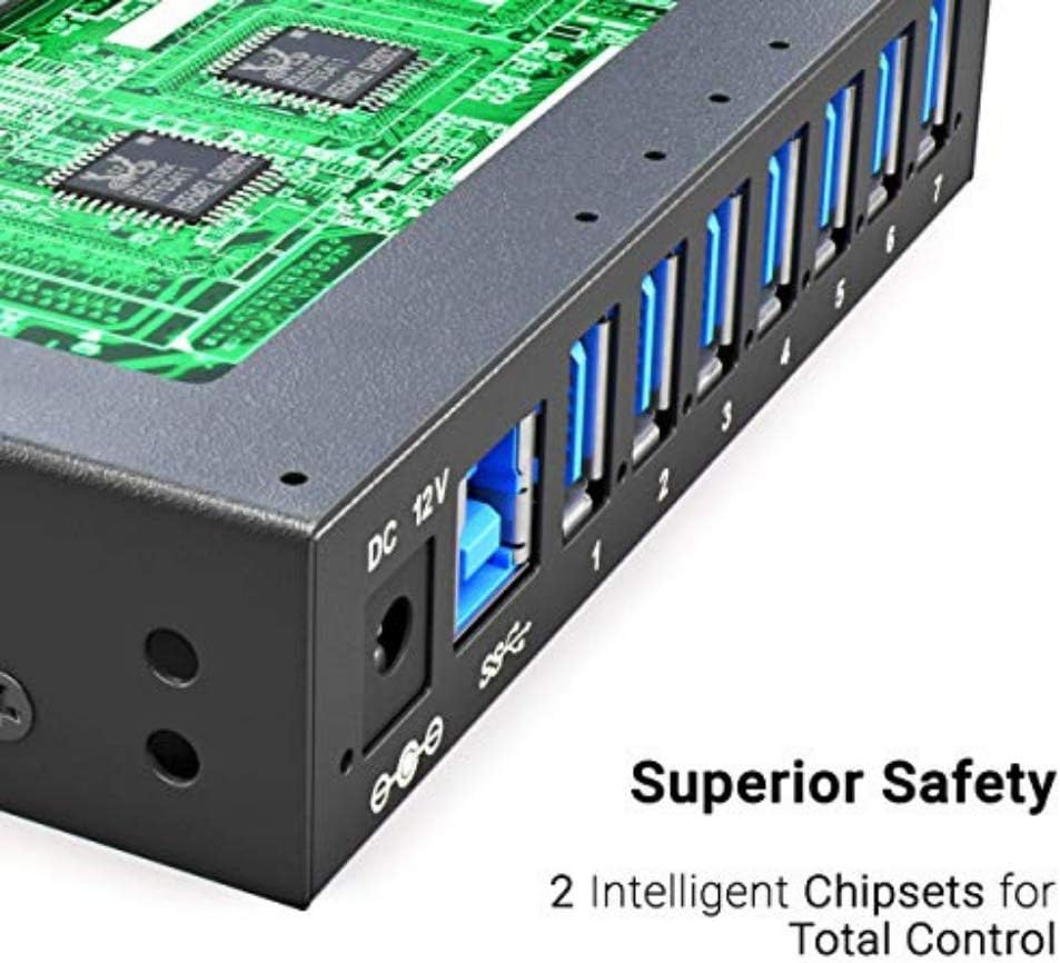 7 Port USB 3.0 Powered Hub with 12V 3A Power Adapter (Black) S31444
