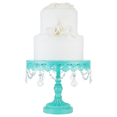 10 inch Teal Round Metal Cake Stand Y80357