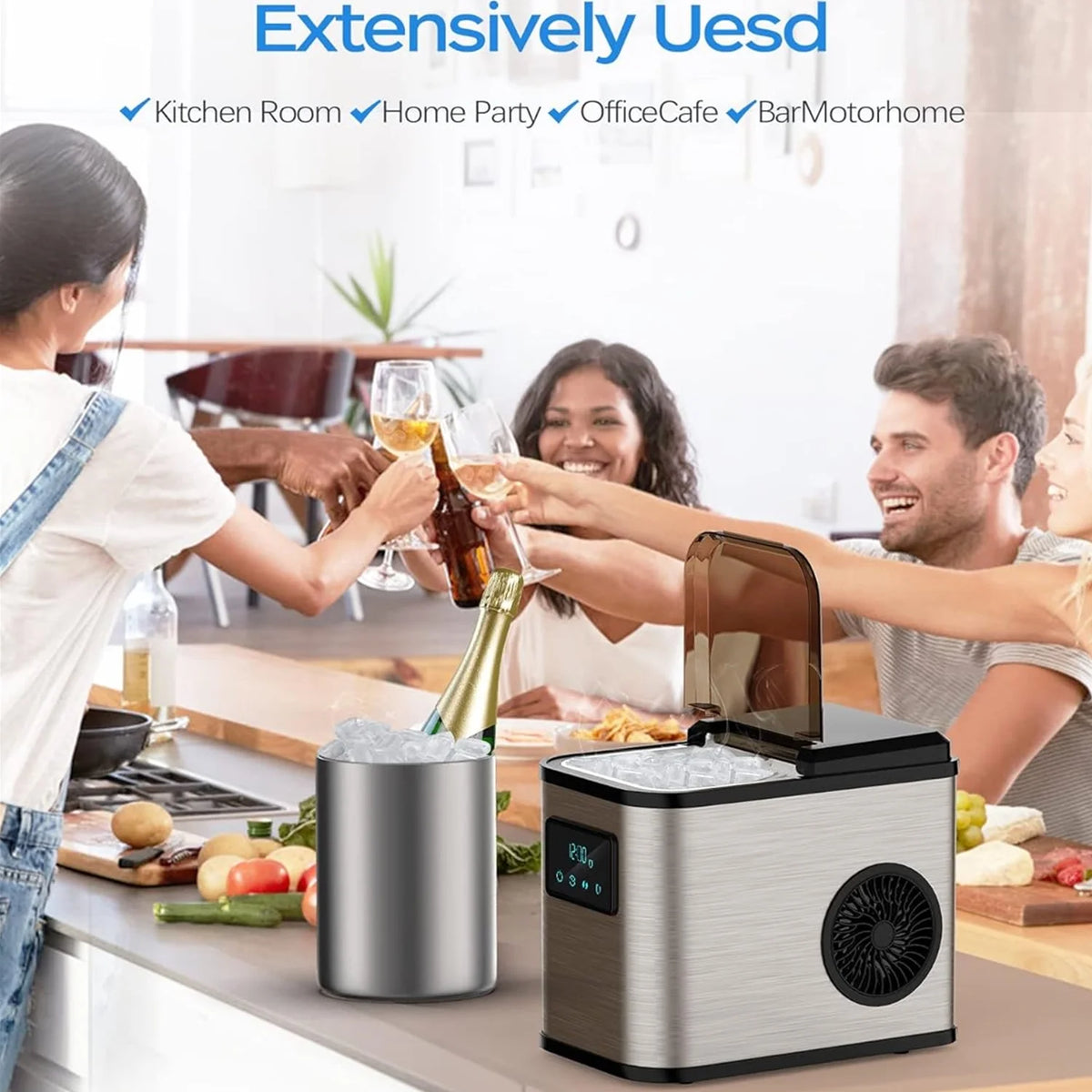 Portable Countertop Ice Maker 28Lbs/24H Self-Clean D725